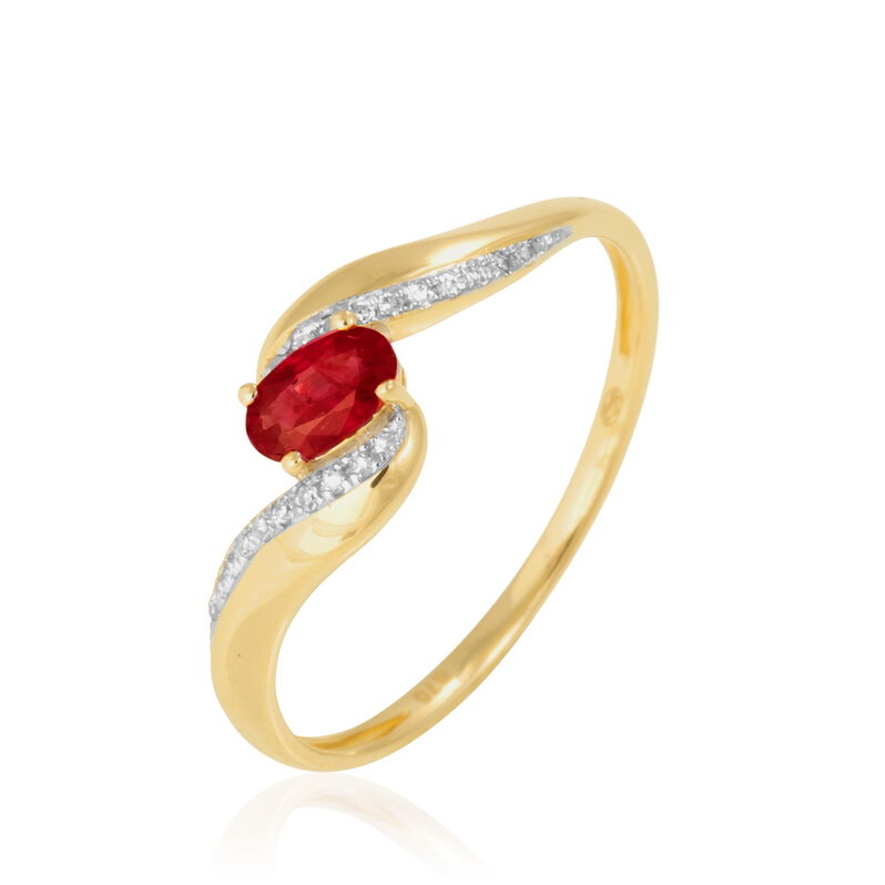 Bague Brittanica Or Jaune Rubis Et Diamant - Spannringe Damen | OROVIVO
