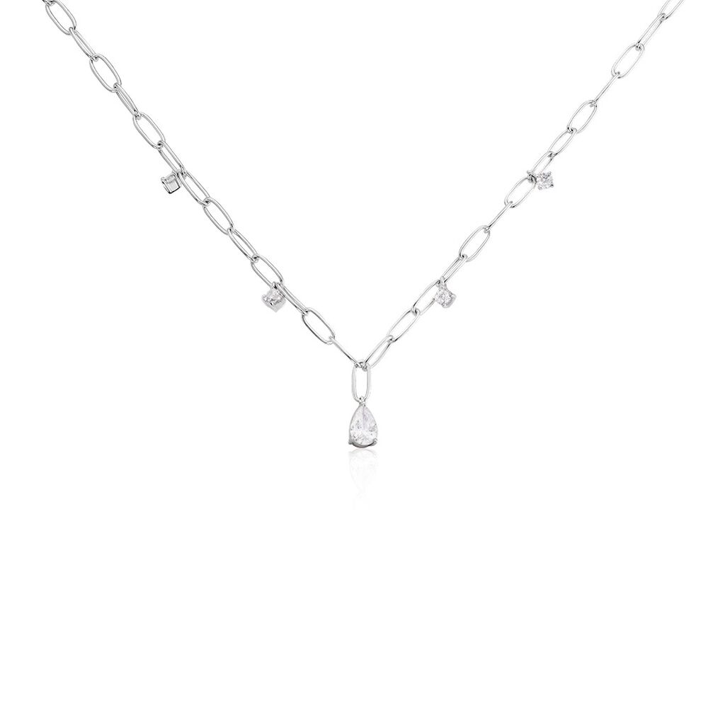 TINSLEY Damen Collier Silber 925 Zirkonia Weiß 0,64 ct Tropfen B 2,8 mm, Collier mit Stein