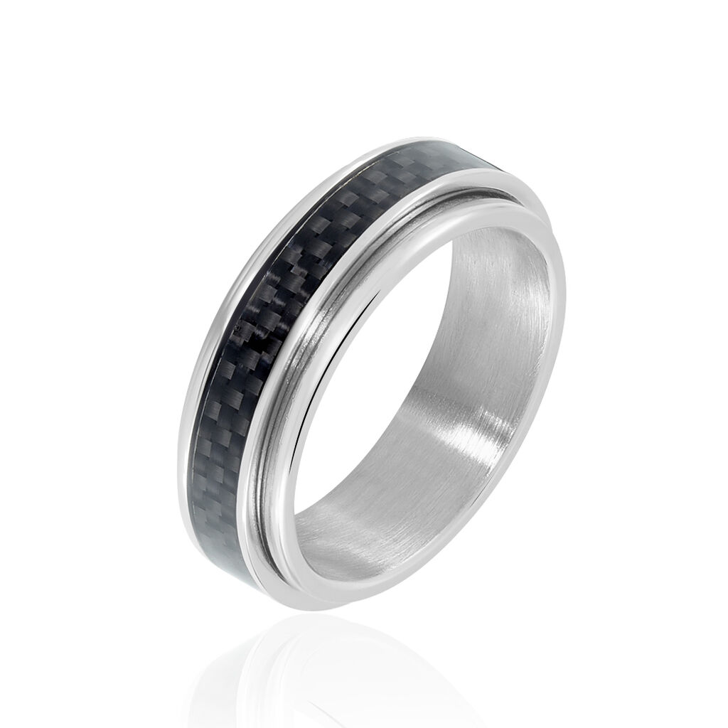 🦚 Herrenring Edelstahl Karbon Schwarz, Ring ohne Stein