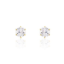 Damen Ohrstecker Gold 375 Zirkonia 5mm - Ohrstecker Damen | OROVIVO