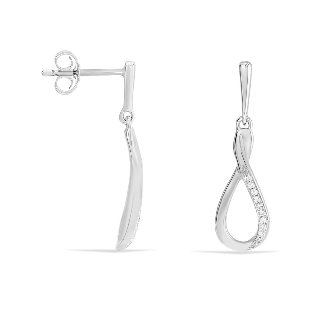 Boucles D'oreilles Pendantes Vanessa Or Blanc Diamant - Spannringe Damen | OROVIVO