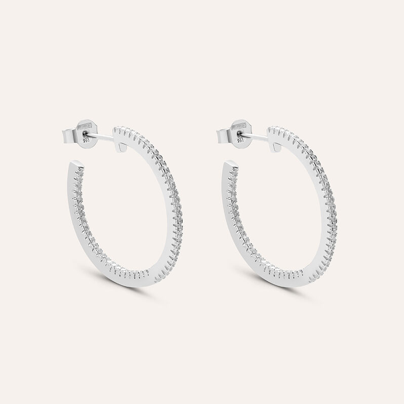 Orecchini A Cerchio Silver Elegance Argento Rodiato Cubic Zirconia - Spannringe Damen | OROVIVO