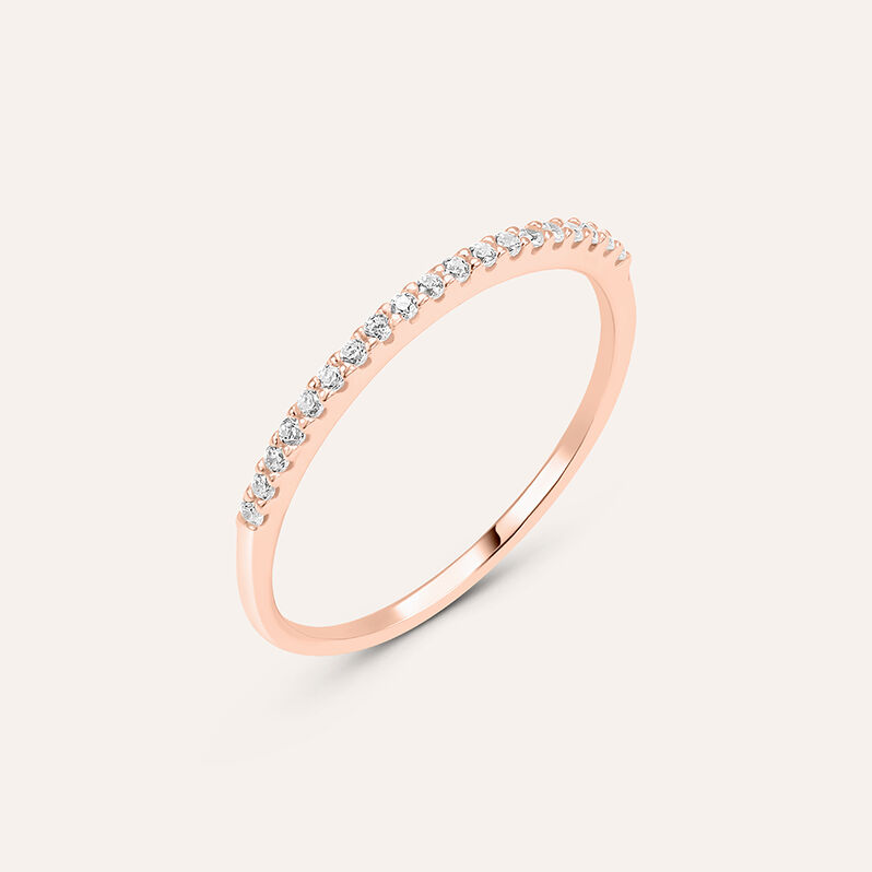 Anello Semi-eternity Silver Elegance Argento Rosa Cubic Zirconia - Spannringe Damen | OROVIVO