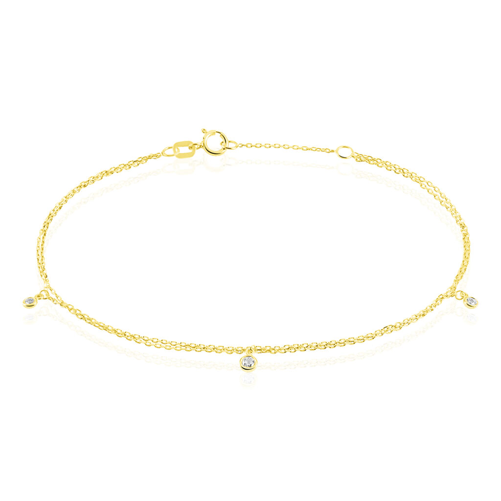 RAKI Damen Armband Gold 375 (9 Karat) Zirkonia Wei&szlig; B 0,25 mm