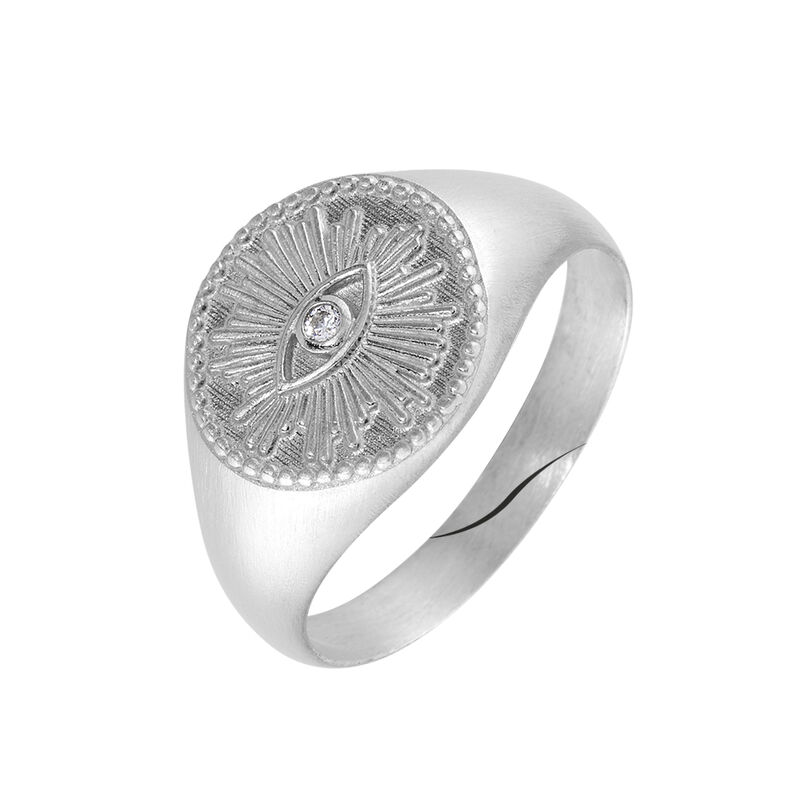 Chevaliere Argent Maellie Ronde œil Oxyde - Spannringe Damen | OROVIVO
