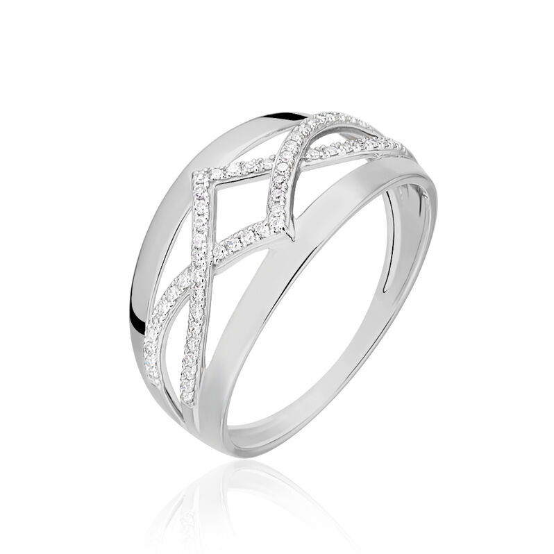 Bague Or Blanc Vagues Diamants - Spannringe Damen | OROVIVO