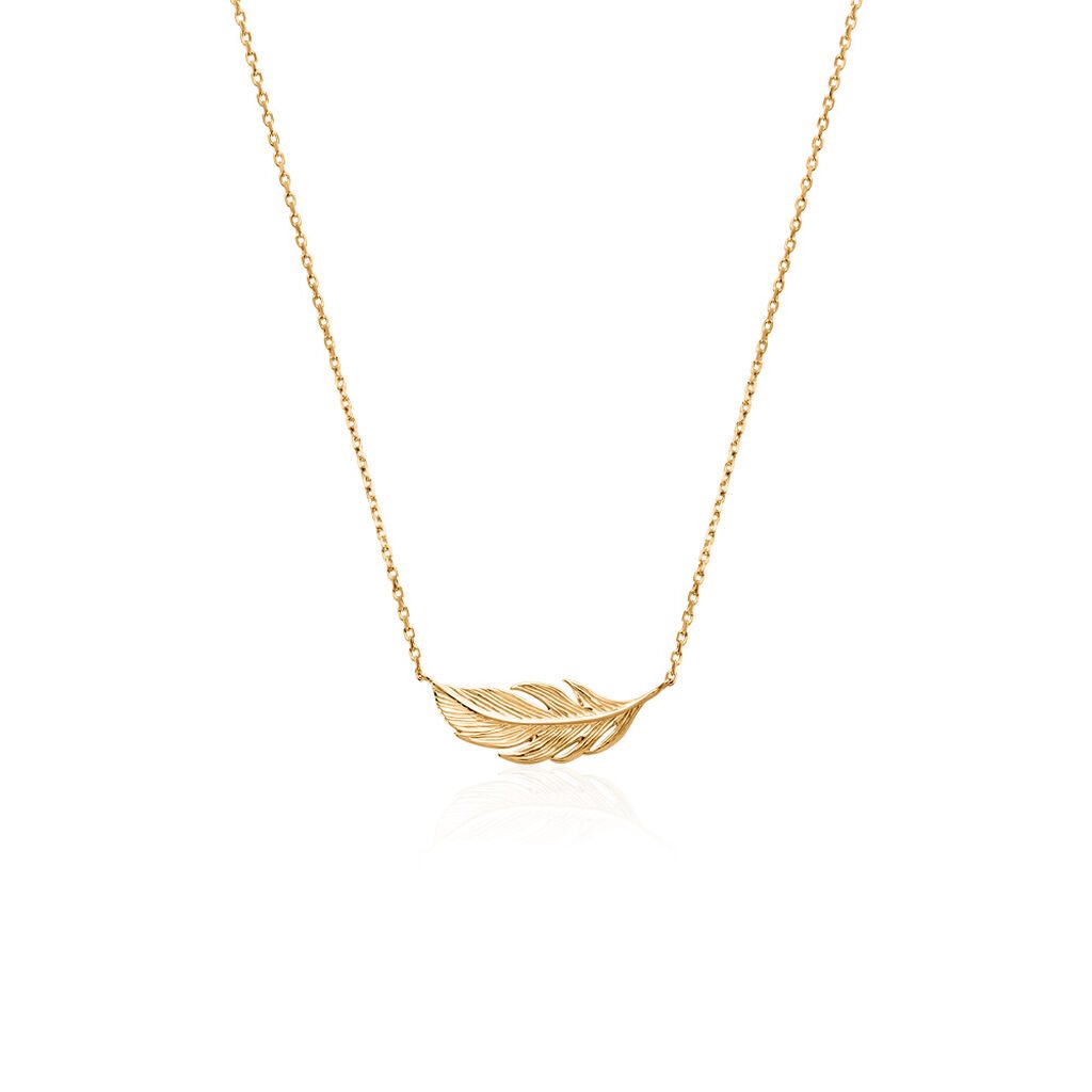 GIA Damen Collier Vergoldet Feder, Collier ohne Stein