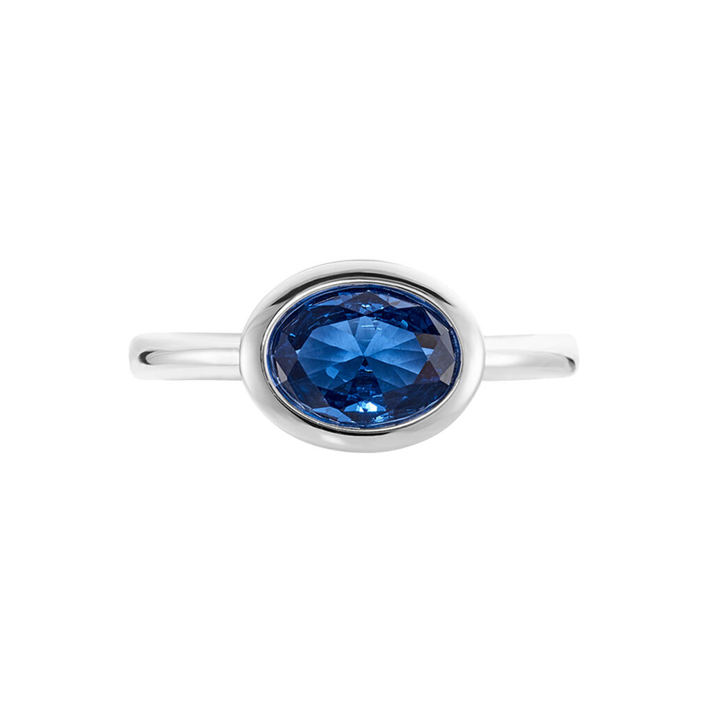Damenring Silber 925 Glasstein Blau Oval Olivia - Solitärringe Damen | OROVIVO