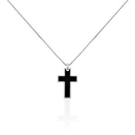 Herren Halskette Silber 925 Schwarz Kreuz - Ketten ohne Stein Herren | OROVIVO