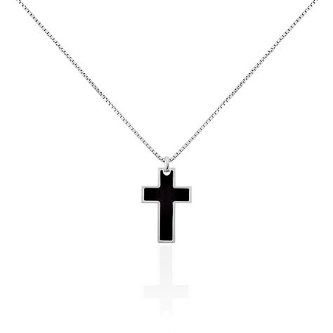 Herren Halskette Silber 925 Schwarz Kreuz - Halsketten Herren | OROVIVO