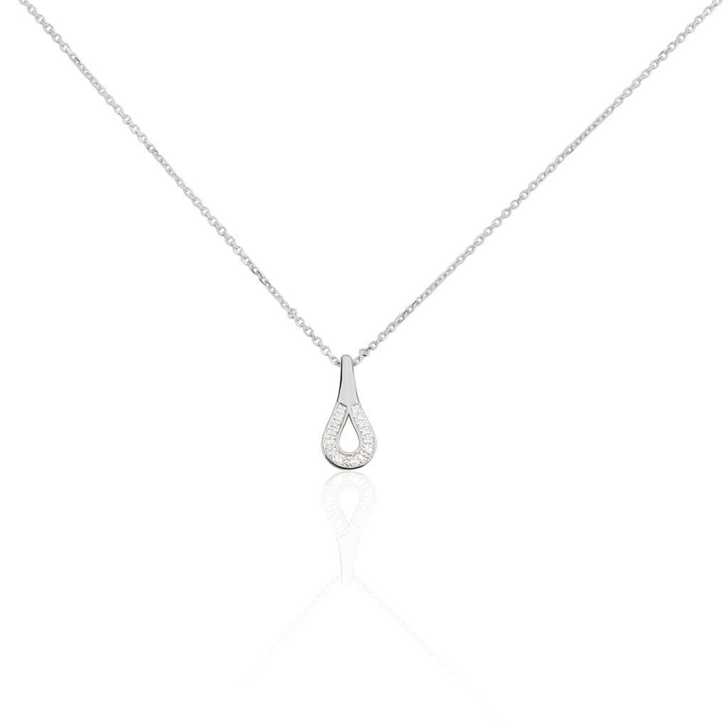 Damen Collier Weißgold 375 Diamant 0,04ct Tropfen Tina 2 - Halsketten Damen | OROVIVO