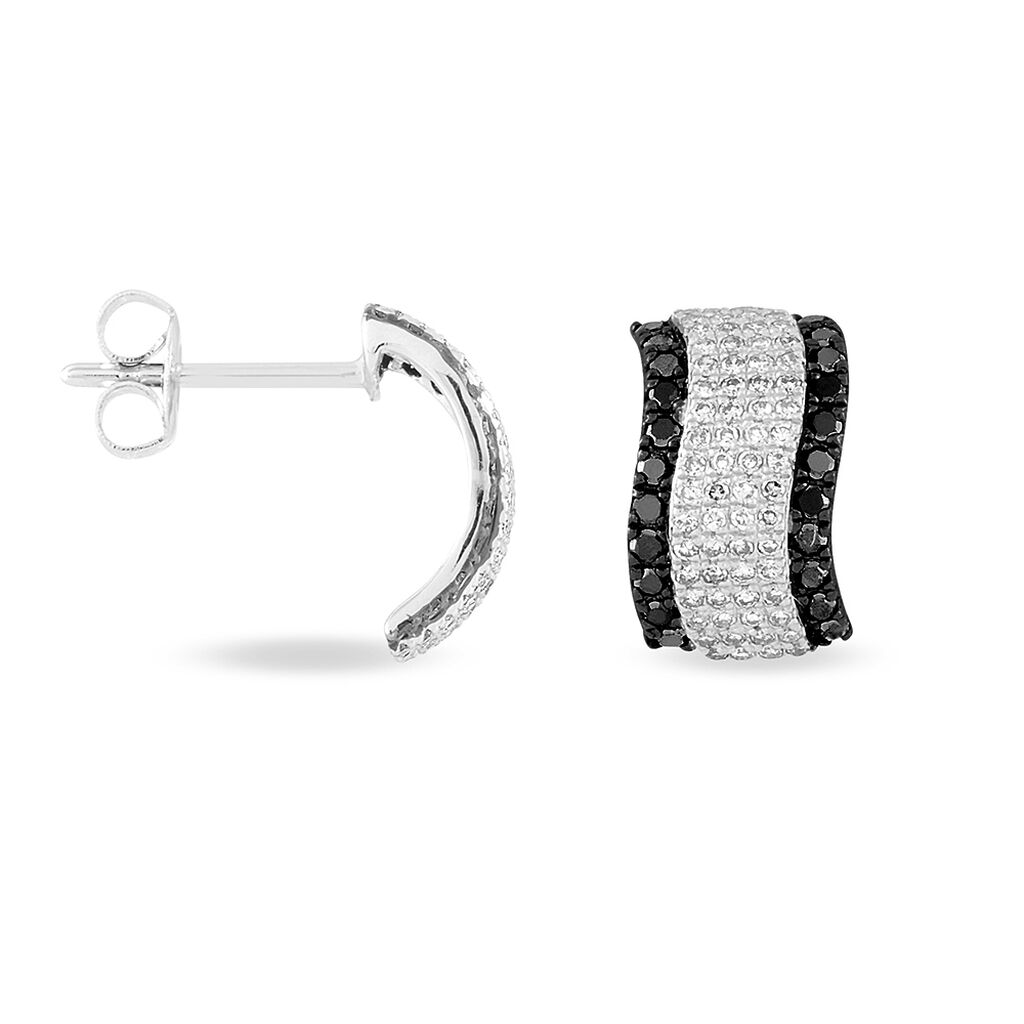 Boucles D'oreilles Puces Pacifique Or Blanc Diamant - Spannringe Damen | OROVIVO