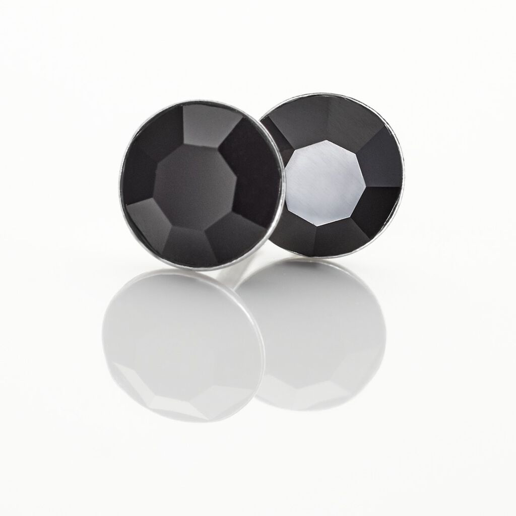 Damen Ohrstecker Silber Silber 925 Kristall Schwarz