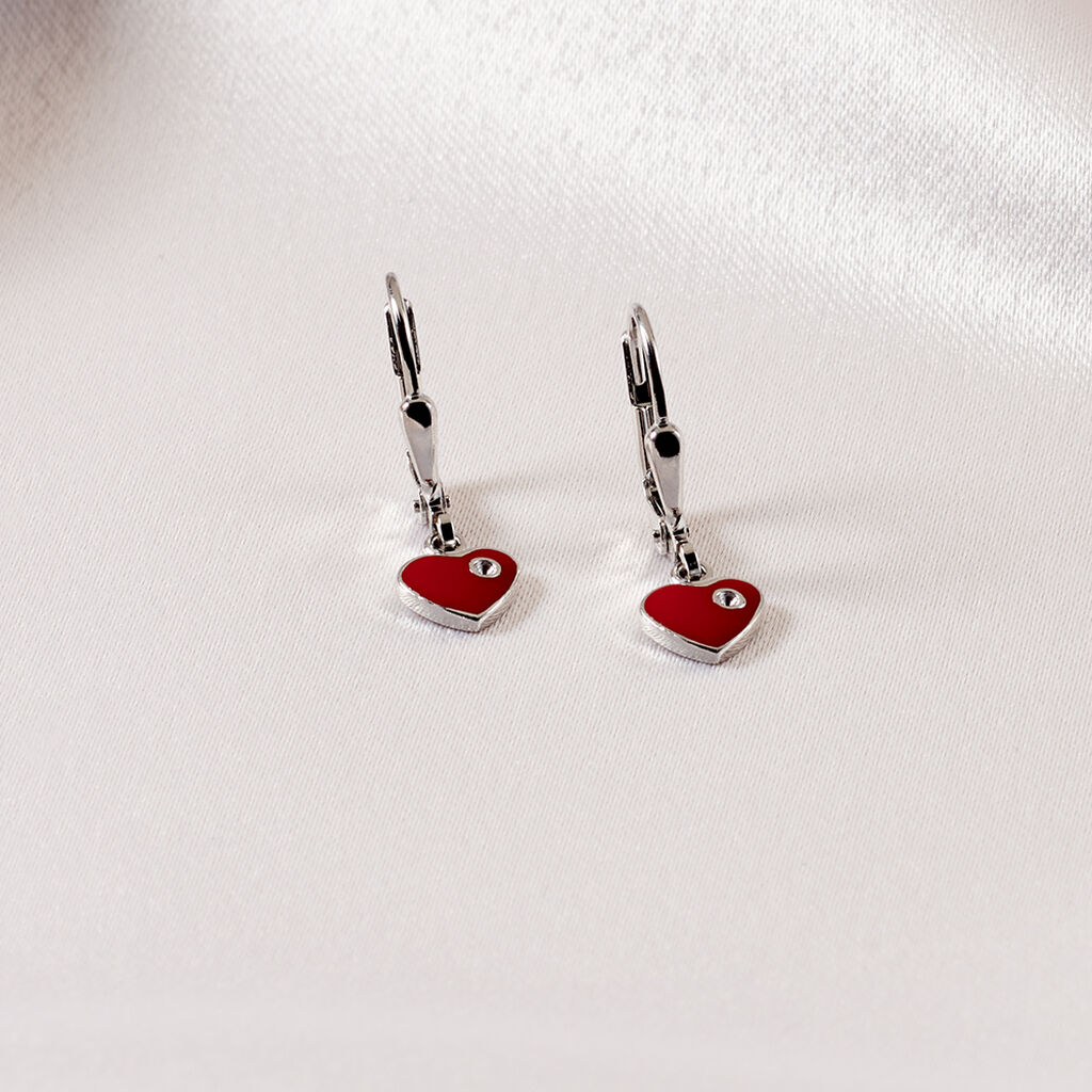 HELMI HERZ Kinder Ohrringe Lang Silber 925 Herz