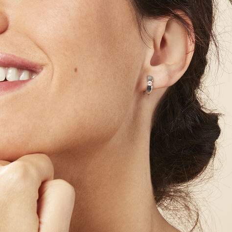 Damen Creolen Weißgold 375 Diamant 0,1ct 11,2mm - Creolen Damen | OROVIVO