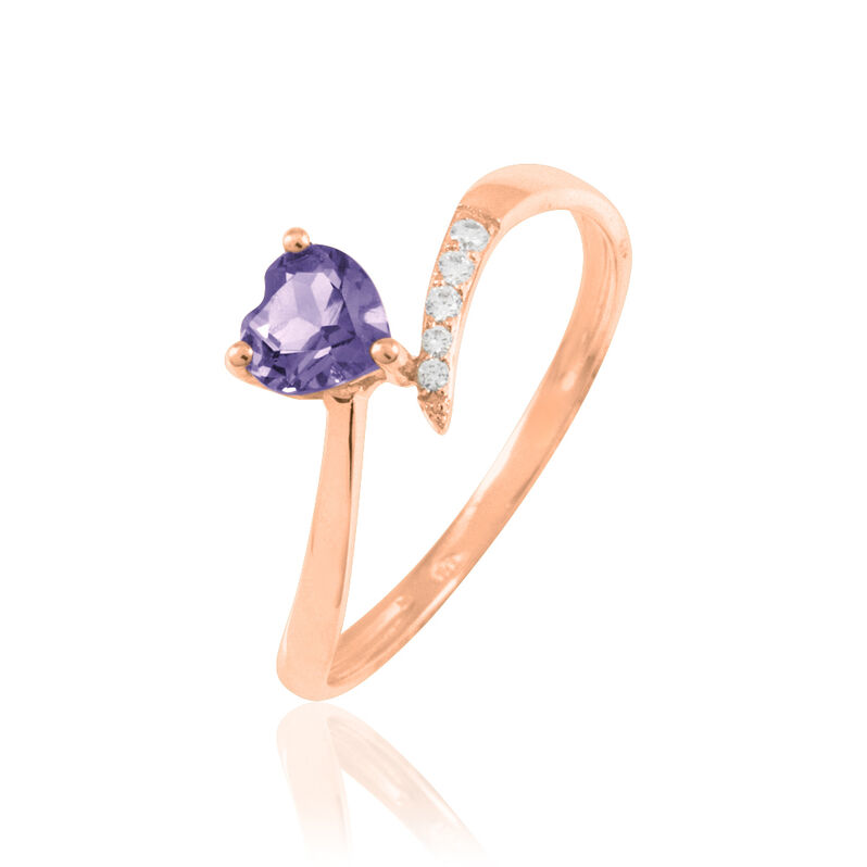 Bague Eva Or Rose Amethyste Et Diamant - Spannringe Damen | OROVIVO