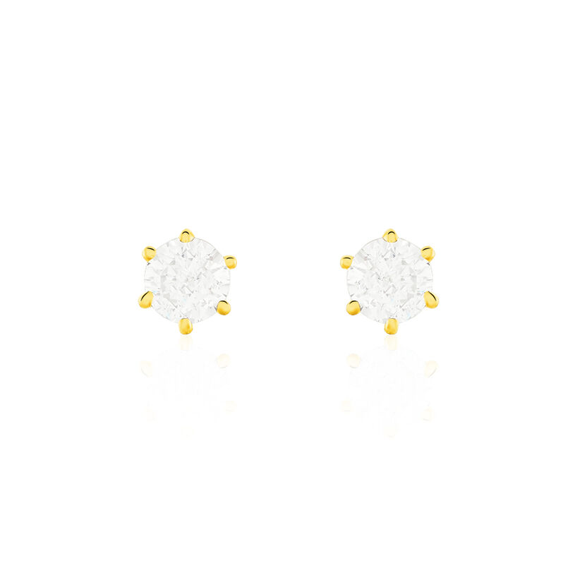 KRAPPE 6 Damen Ohrstecker Gold 375 (9 Karat) Zirkonia Wei&szlig; 0,44 ct Kreis - Ohrstecker Damen | OROVIVO