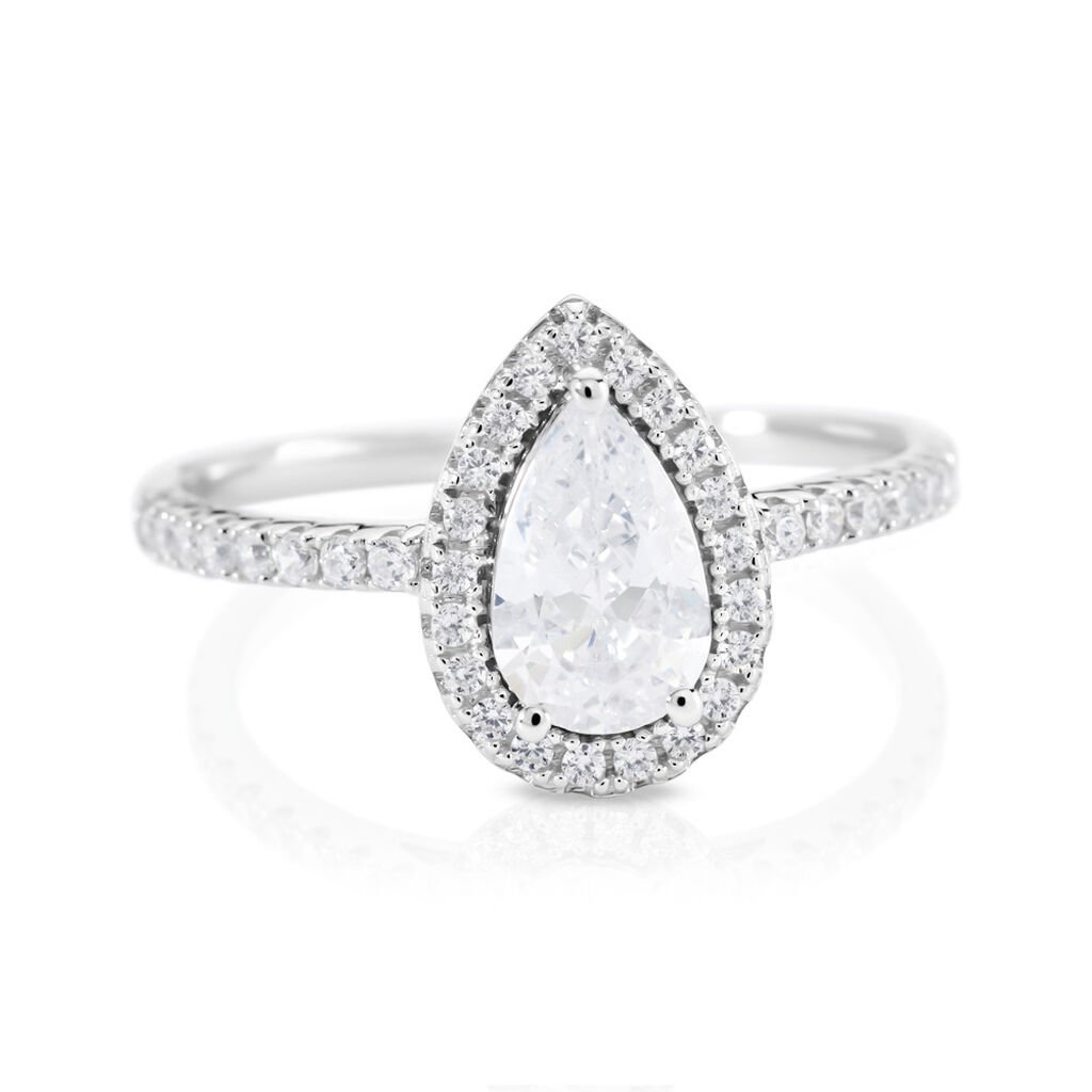 ISOLDE Damen Ring Silber 925 Zirkonia Wei&szlig; 1,35 ct Tropfen