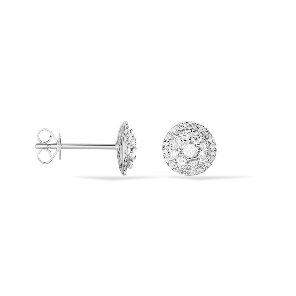 HALB Damen Ohrstecker Wei&szlig;gold 750 (18 Karat) Diamant Wei&szlig; 0,12 ct Kreis