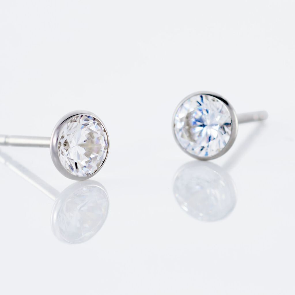 Damen Ohrstecker Silber 925 Zirkonia 6mm - Ohrstecker Damen | OROVIVO