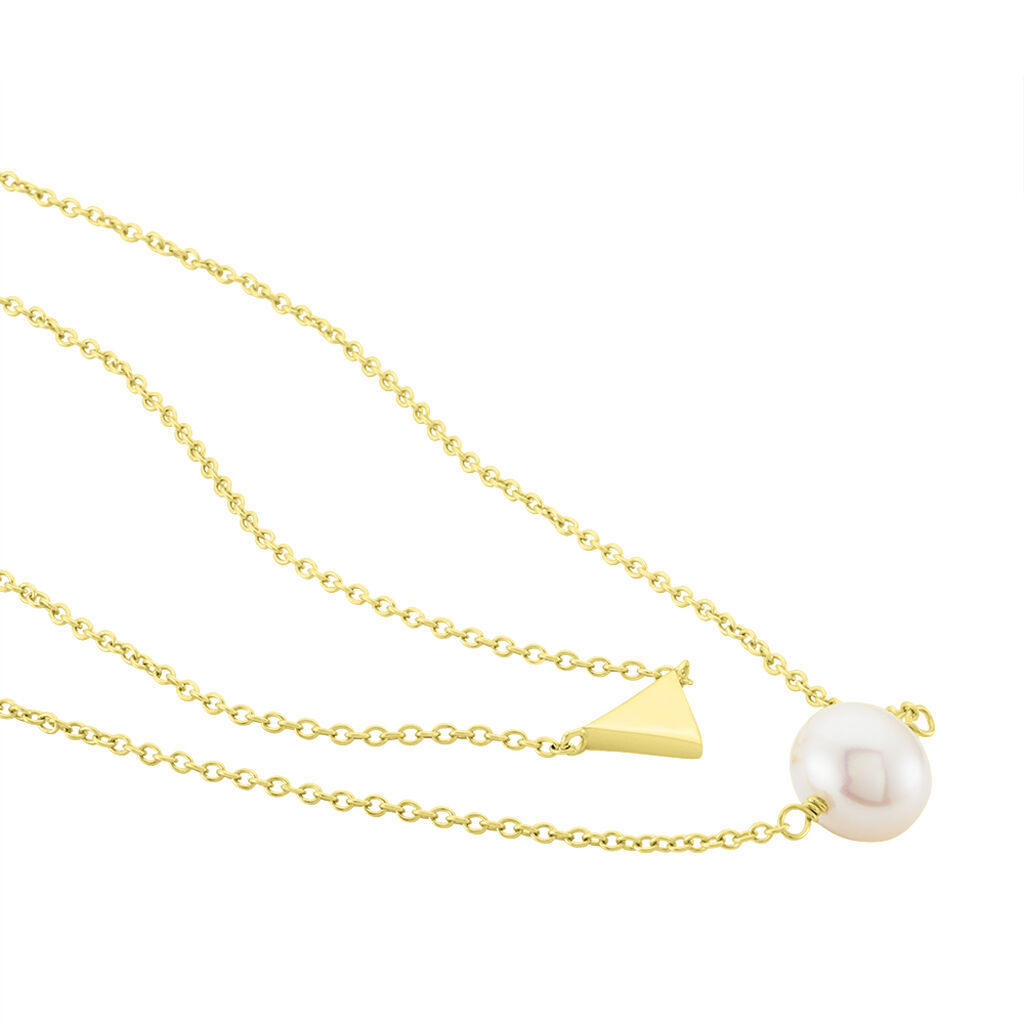 RADINA Damen Collier Silber vergoldet 925 Zuchtperle Wei&szlig; Dreieck