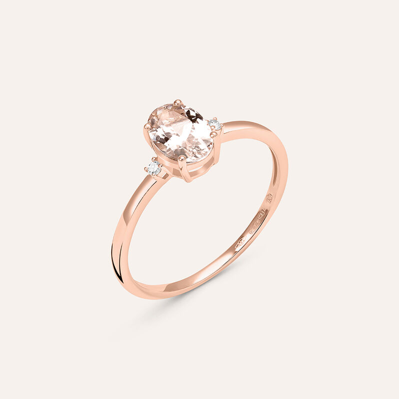 Anello Solitario Jasmine Oro Rosa Morganite Diamante - Spannringe Damen | OROVIVO