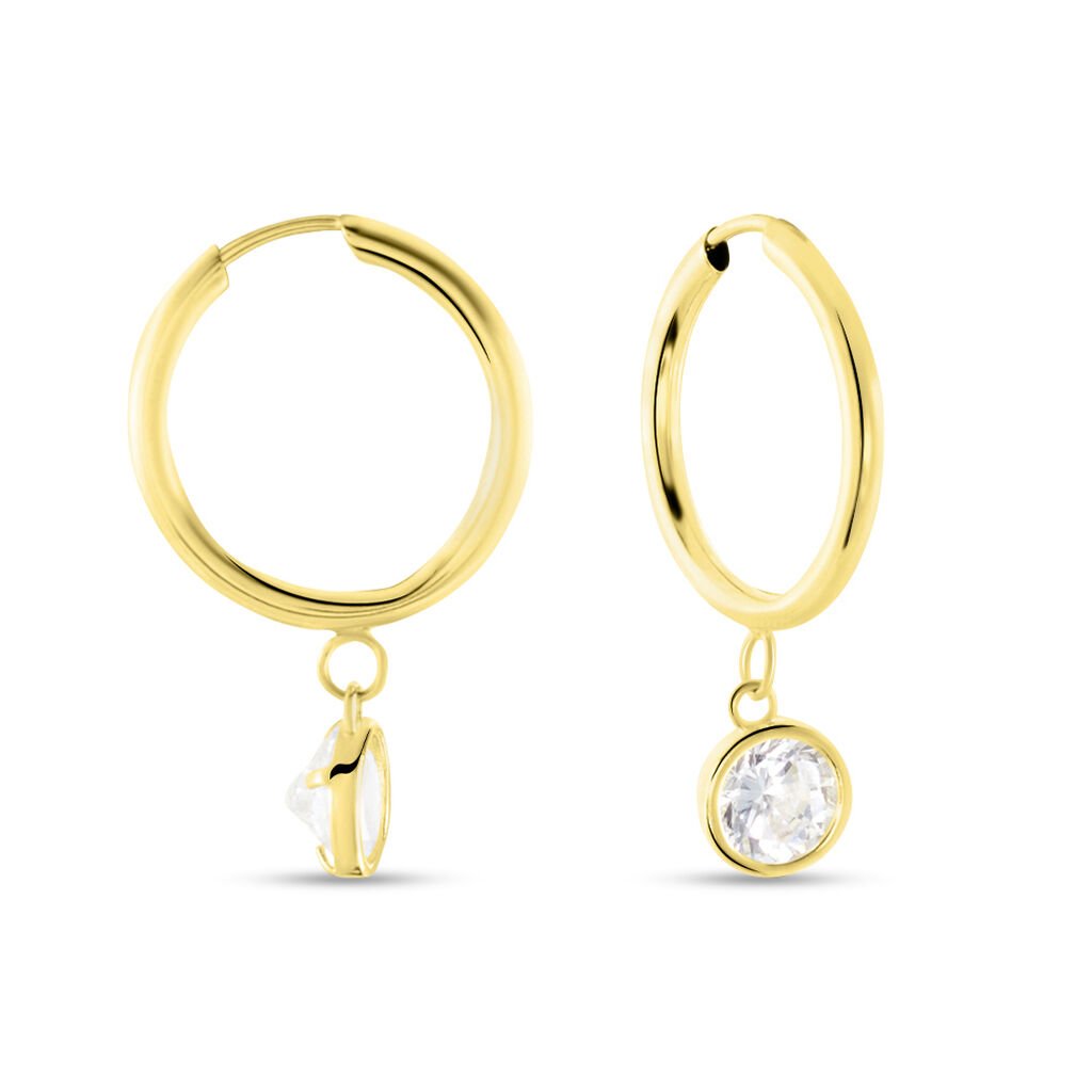 ZARGE Damen Creolen Gold 375 (9 Karat) Zirkonia Wei&szlig; 1,7 ct