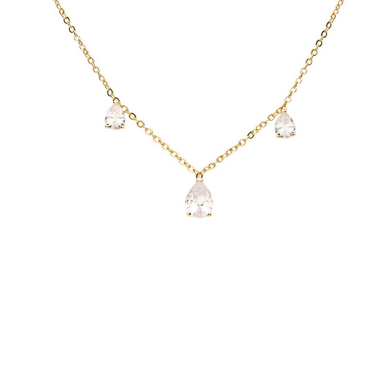 Collana in ottone dorato e cinque zirconi pendenti - Spannringe Damen | OROVIVO