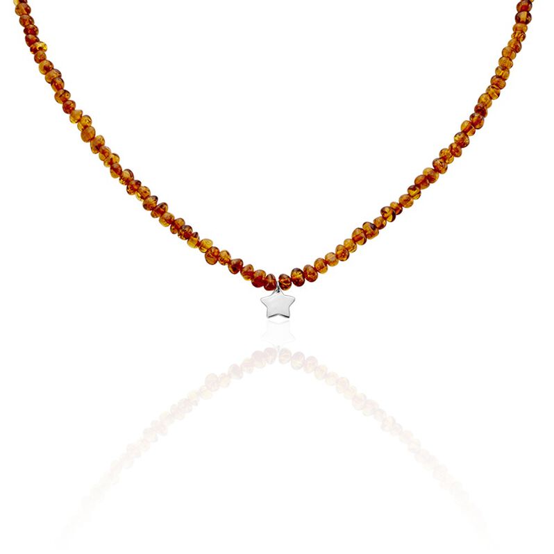 Collier Ras De Cou Argent Rhodié Steffel Ambre - Spannringe Damen | OROVIVO