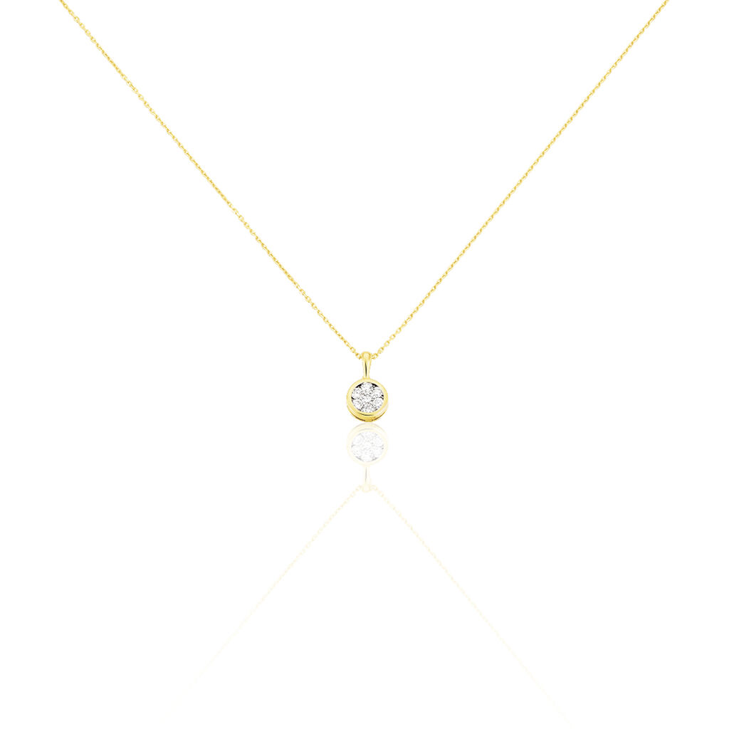 ELINA Damen Collier Gold 585 (14 Karat) Diamant Wei&szlig; 0,06 ct