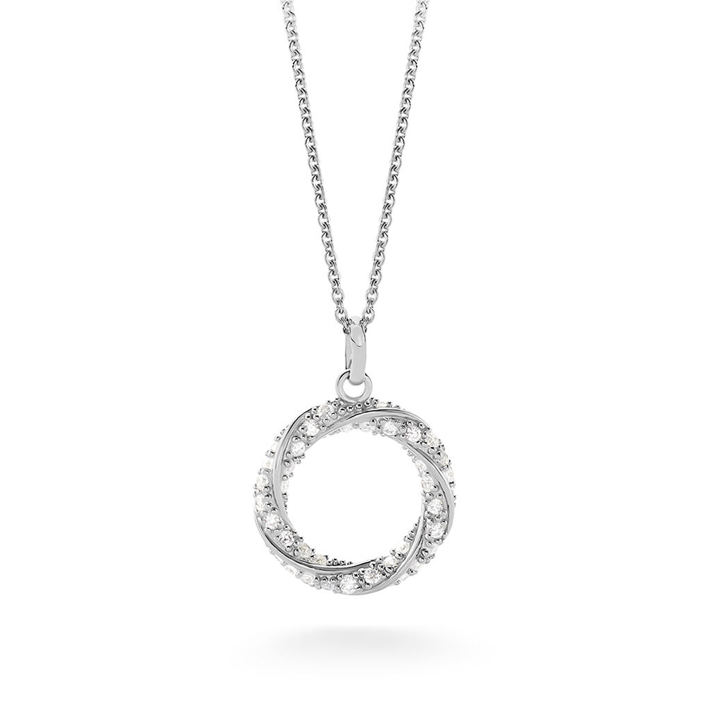 AMARA Damen Collier Silber 925 Andere Steine Wei&szlig; Spirale