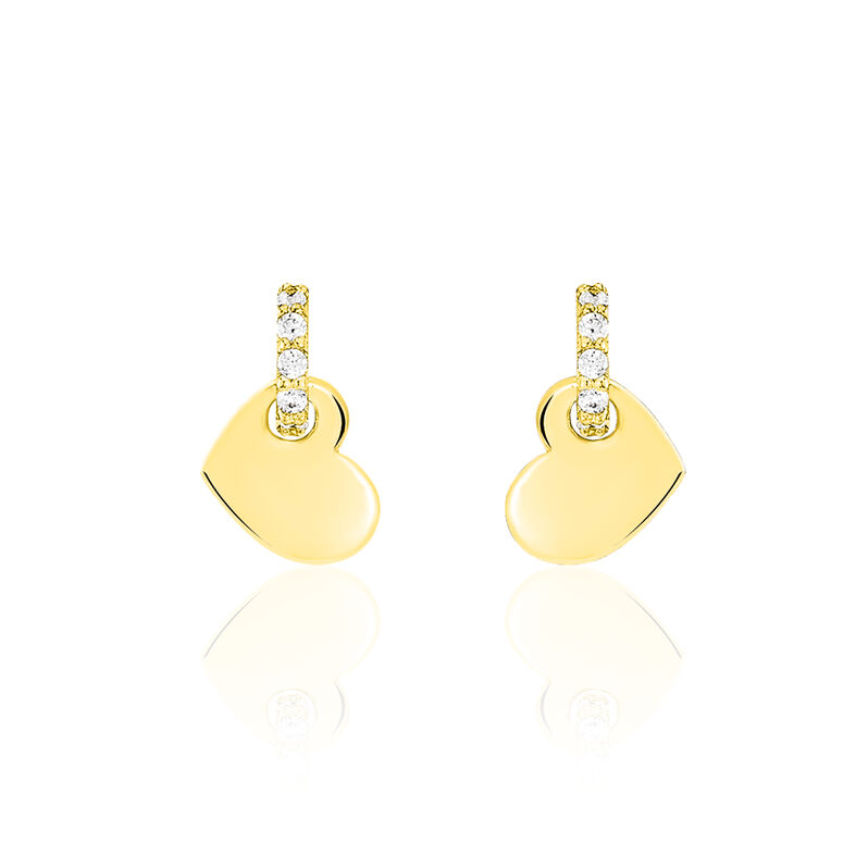 Boucles D'oreilles Puces Daria Cœur Or Jaune Oxyde De Zirconium - Spannringe Damen | OROVIVO