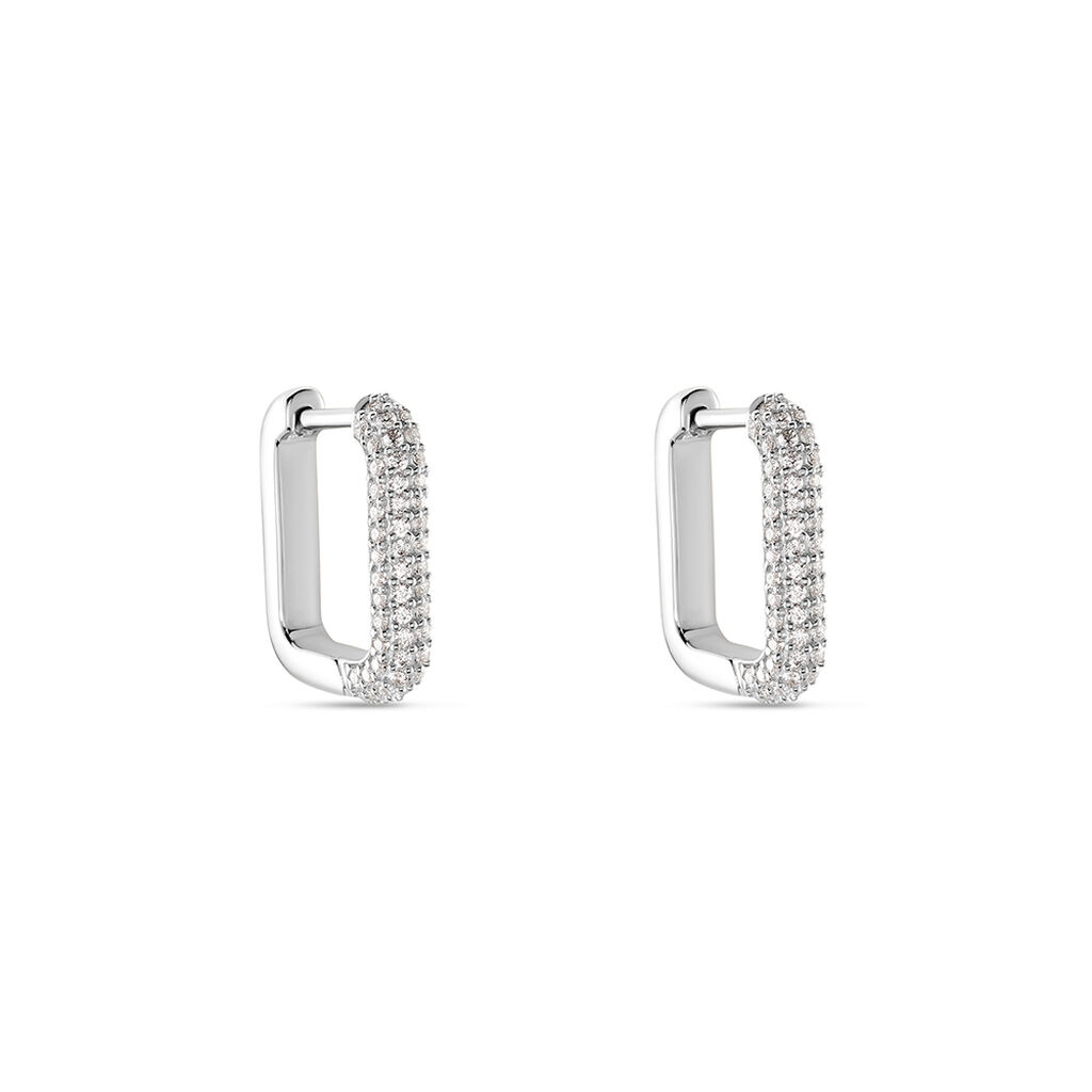 Damen Creolen Silber 925 Zirkonia Rechteckig Avah  - Creolen Damen | OROVIVO