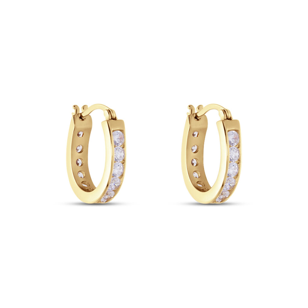 MARITA Damen Creolen Vergoldet 750 Zirkonia Wei&szlig; 0,94 ct B 3 mm