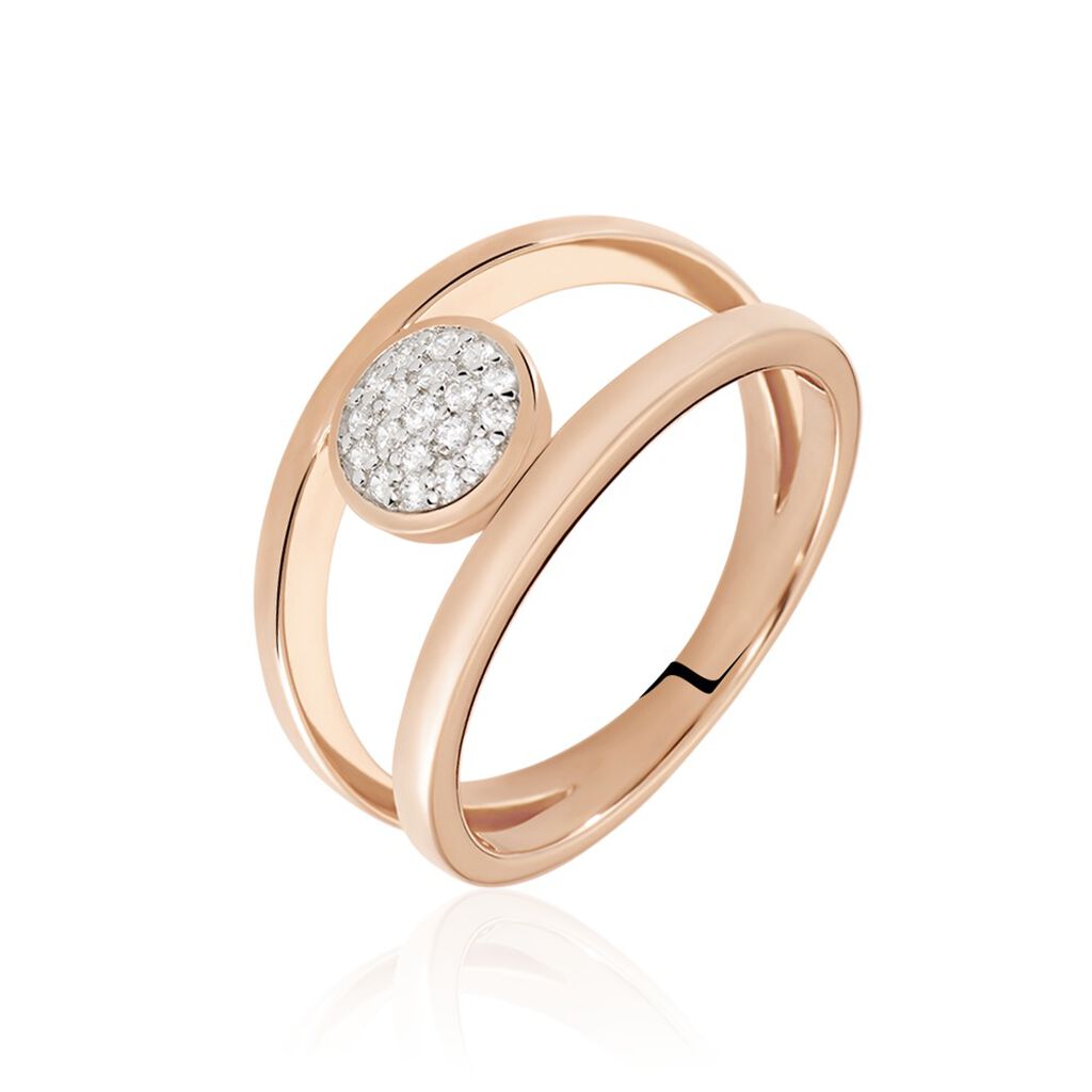 MAJA Damen Ring Silber rosevergoldet 925 Zirkonia Wei&szlig; Kreis