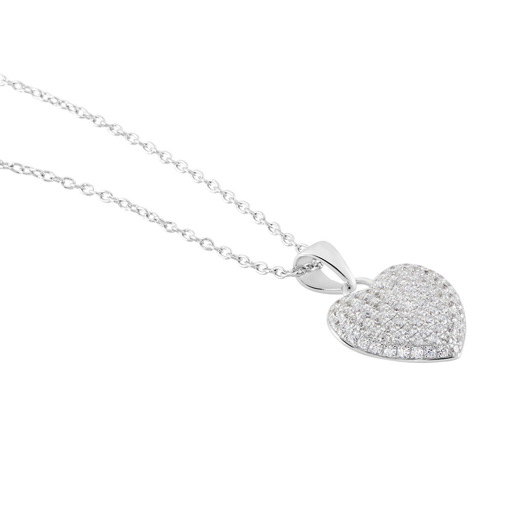 Damen Collier Silber Silber 925 Zirkonia Wei&szlig; Herz