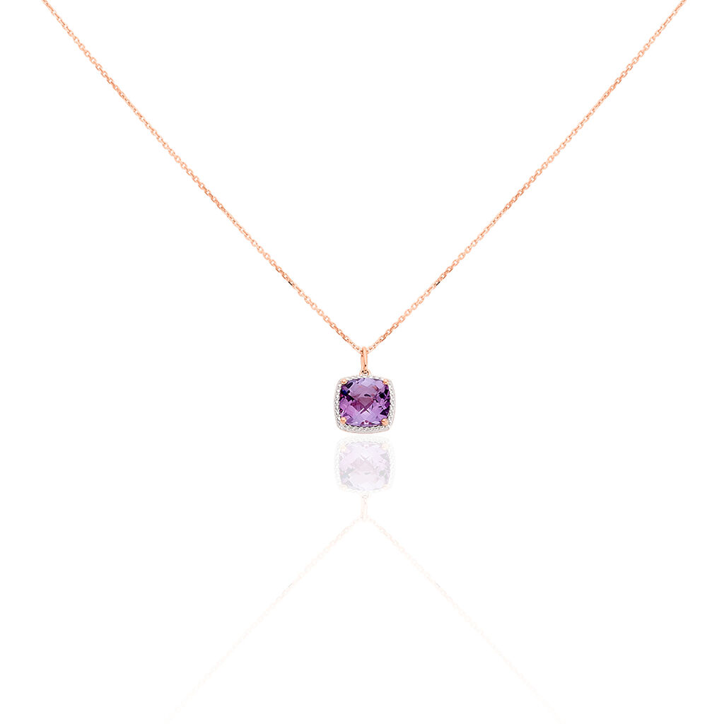 Damen Collier Rosegold 375 Amethyst Violett 2,2ct Viereck Kaga - Halsketten Damen | OROVIVO