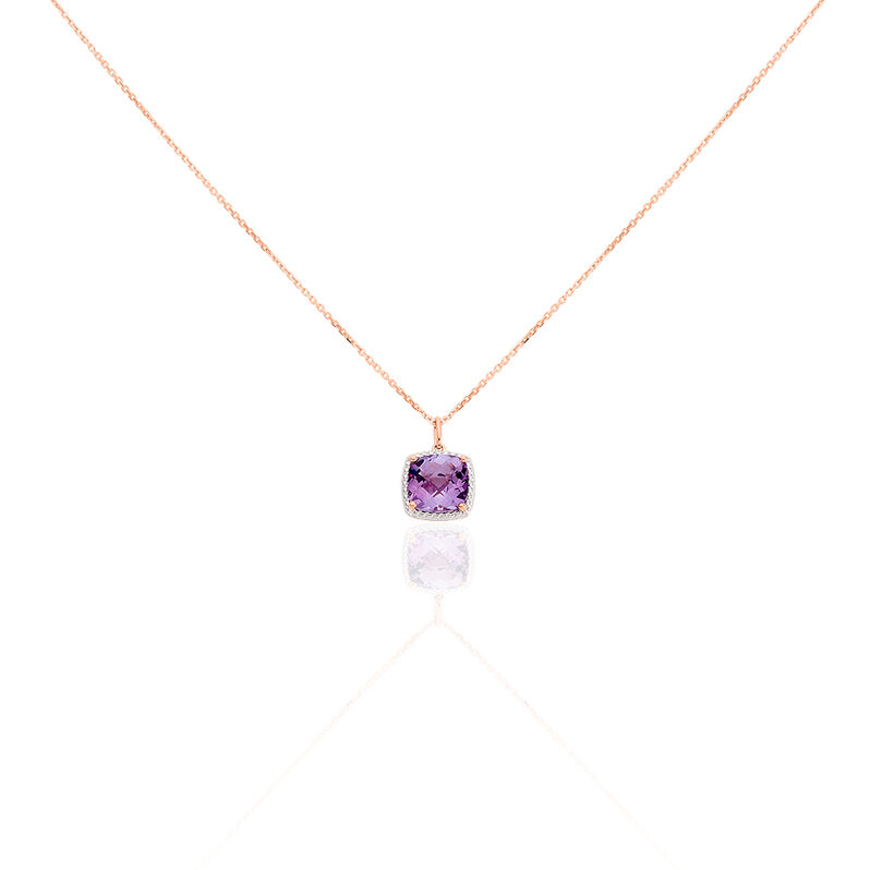 Damen Collier Rosegold 375 Amethyst Violett 2,2ct Viereck Kaga - Halsketten Damen | OROVIVO