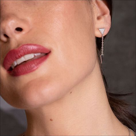 Damen Ohrstecker Lang Silber 925 Zirkonia Dreieck - Ohrringe mit Stein Damen | OROVIVO