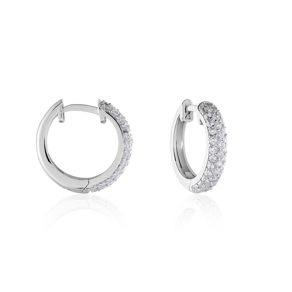 Damen Creolen Silber 925 Zirkonia Mala 12,00mm  - Creolen Damen | OROVIVO