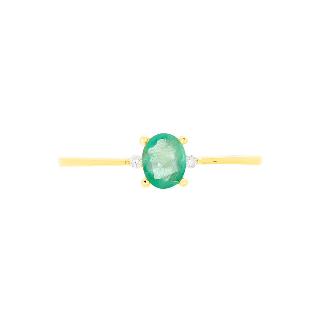Bague Or Jaune Janah Emeraude Et Diamant - Spannringe Damen | OROVIVO