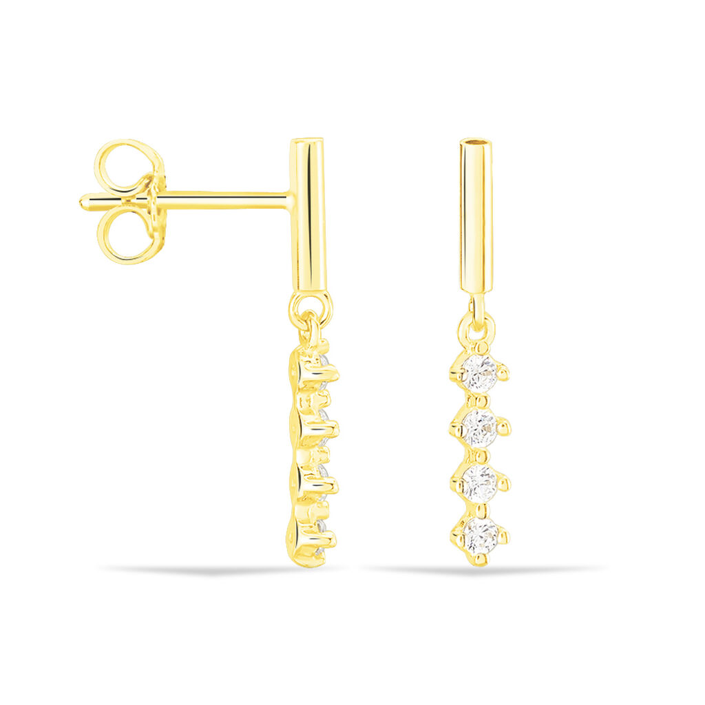 STARRY Damen Ohrringe Lang Gold 375 (9 Karat) Zirkonia Wei&szlig;