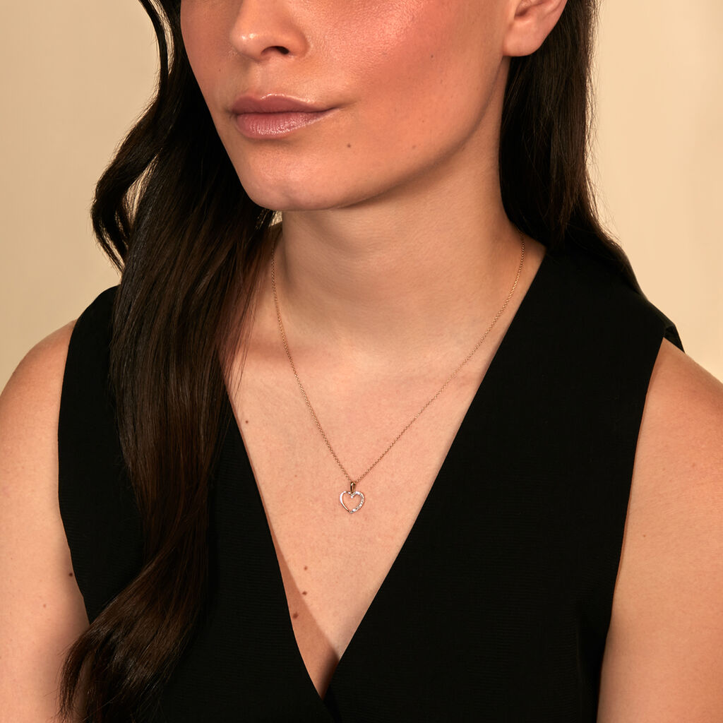 THAYS Damen Collier Gold 375 (9 Karat) Diamant Wei&szlig; 0,02 ct