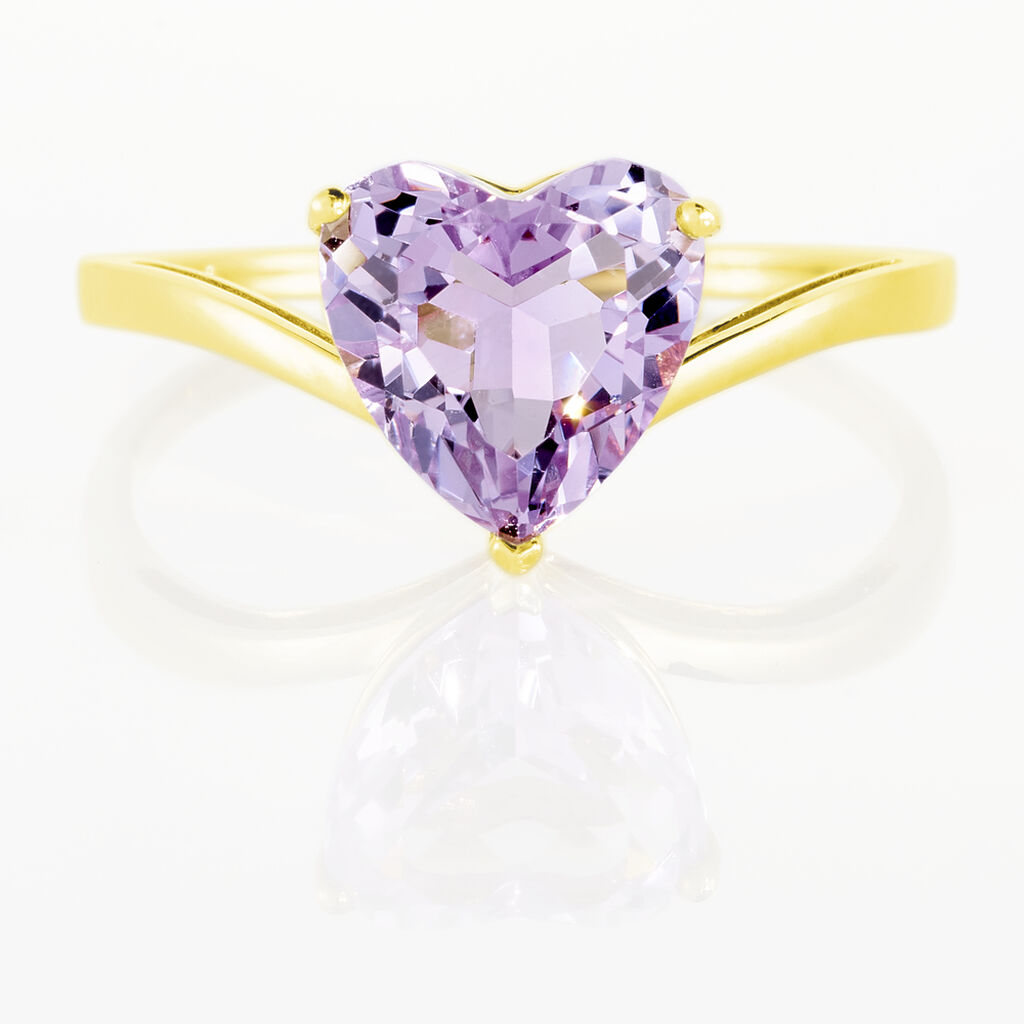 Bague Or Jaune Aaliyah Forme Cœur Amethyste - Spannringe Damen | OROVIVO