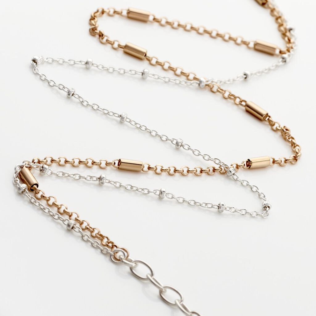 Damen Fu&szlig;kette Silber Bicolor 925