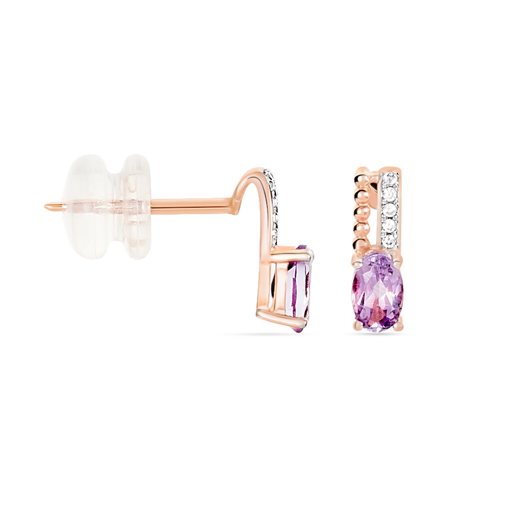 Boucles D'oreilles Pendantes Frannie Or Rose Amethyste Et Oxyde - Spannringe Damen | OROVIVO