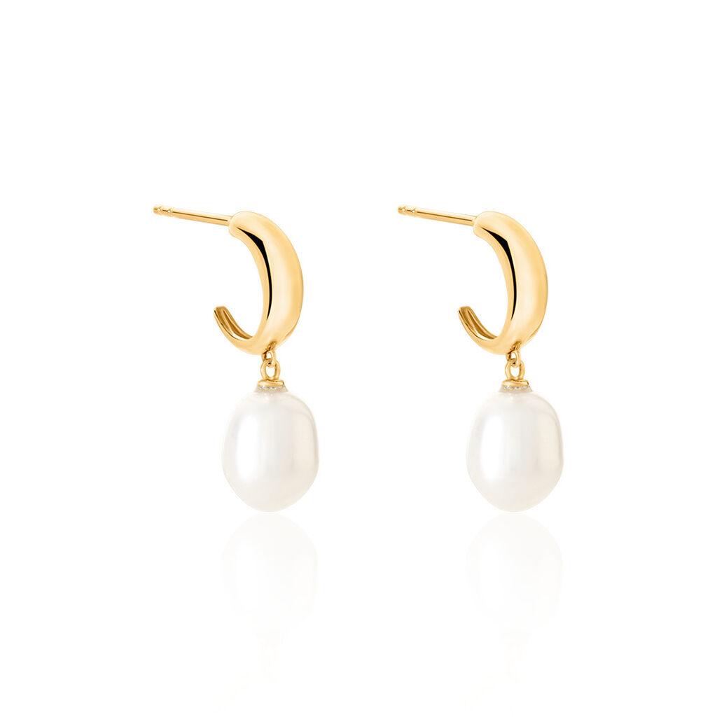 JESSKA Damen Creolen Gold 585 (14 Karat) Zuchtperle Weiß 6,69 ct, Creolen mit Stein