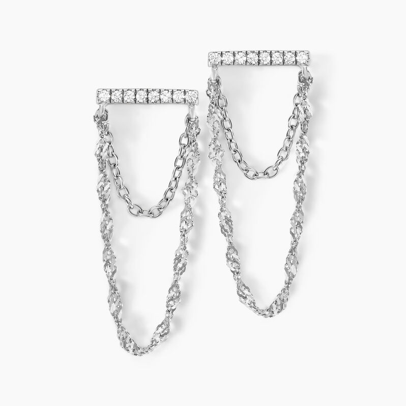 Boucles D'oreilles Pendantes Mircea Argent Weiss Oxyde De Zirconium - Spannringe Damen | OROVIVO