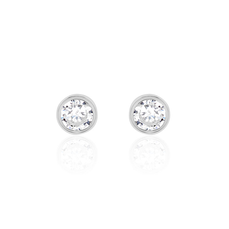 Damen Ohrstecker Weißgold 375 Zirkonia Kreis Zarge  - Ohrstecker Damen | OROVIVO