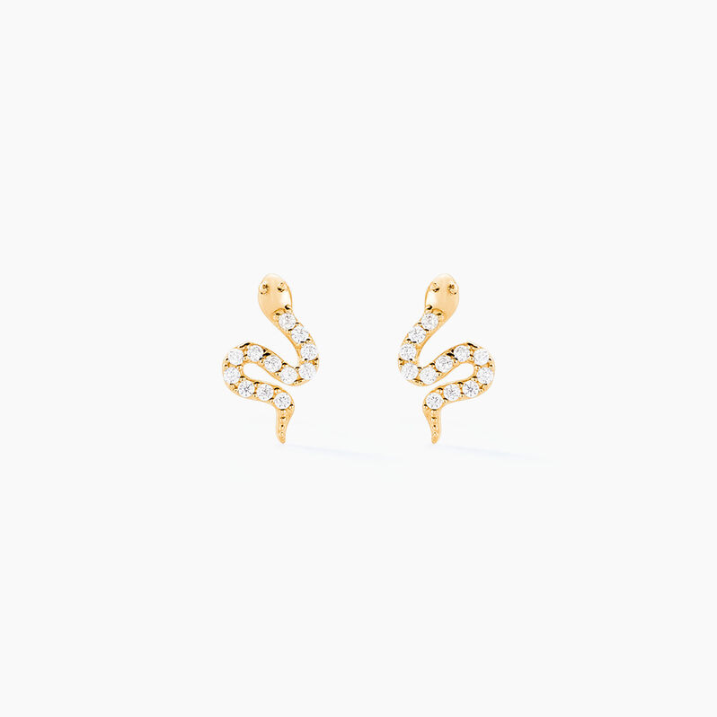 Boucles D'oreilles Puces Sergius Or Jaune Oxyde De Zirconium - Spannringe Damen | OROVIVO